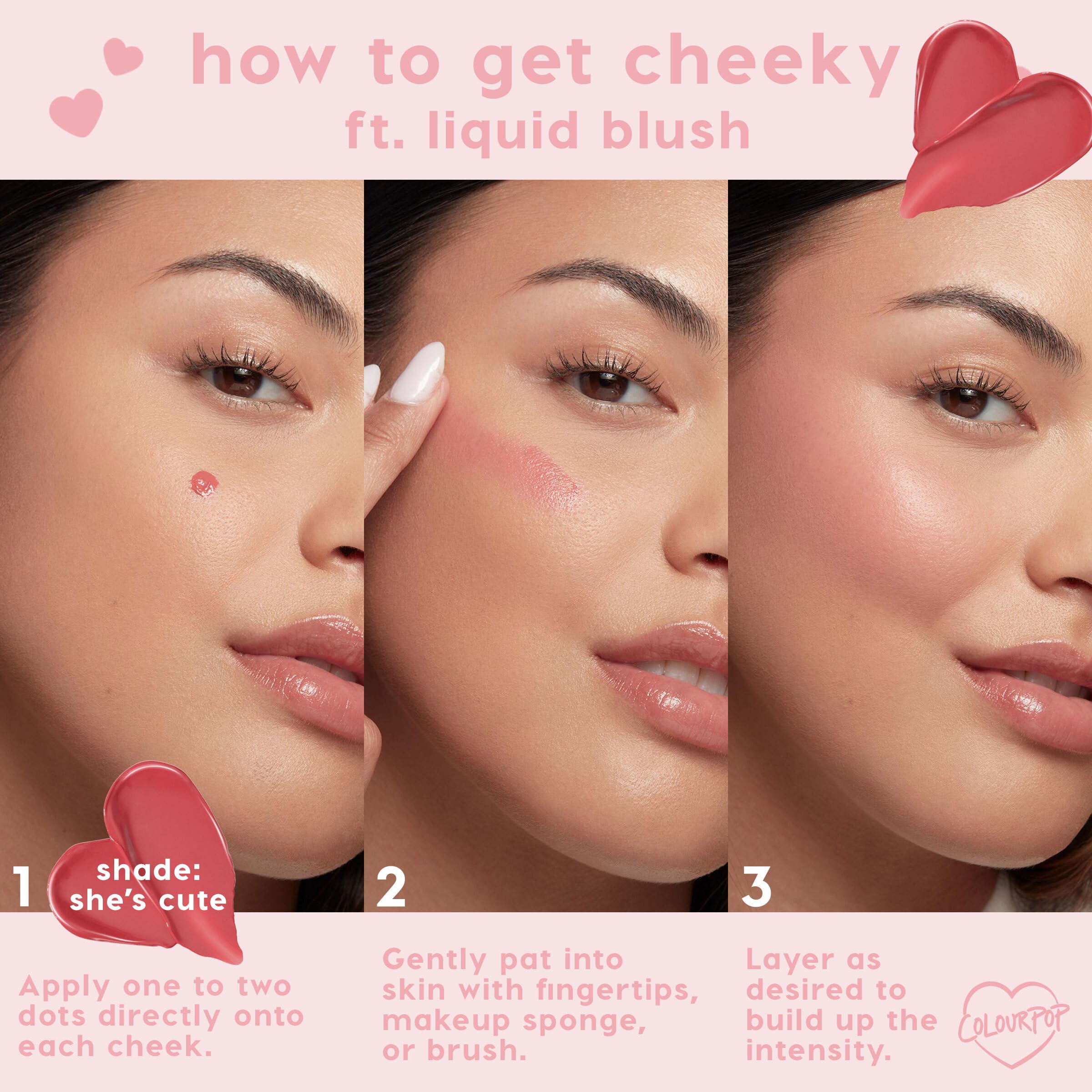 ColourPop Rubor Líquido Ligero se aplica debajo de la base para un flush natural.