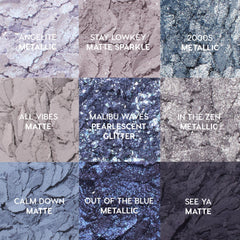 ColourPop So Elemental sombra azul metalizado para acabado brillante y pigmentación suave.