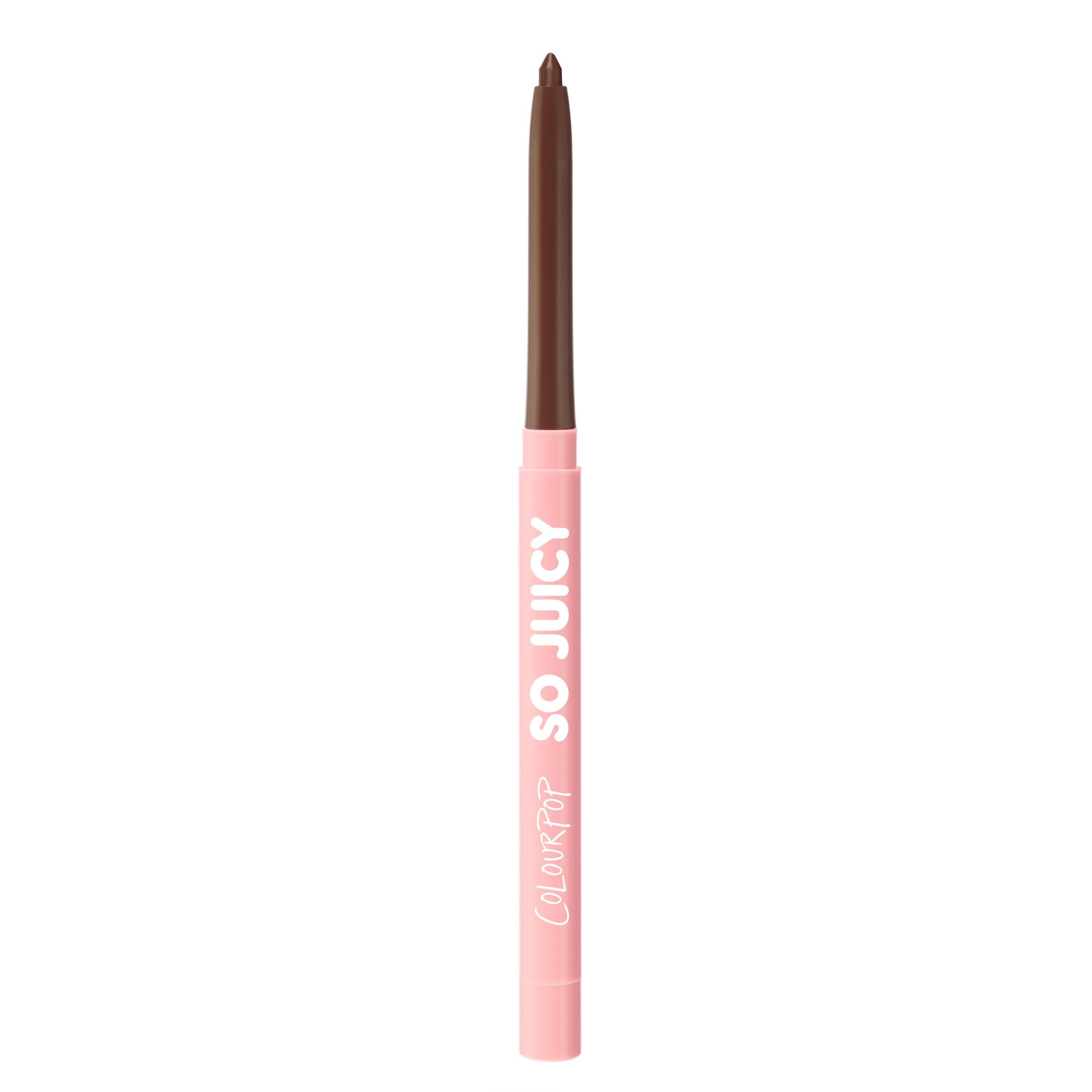 ColourPop So Juicy lapiz delineador voluminizante Mocha Latte en envase, tono definido y preciso.