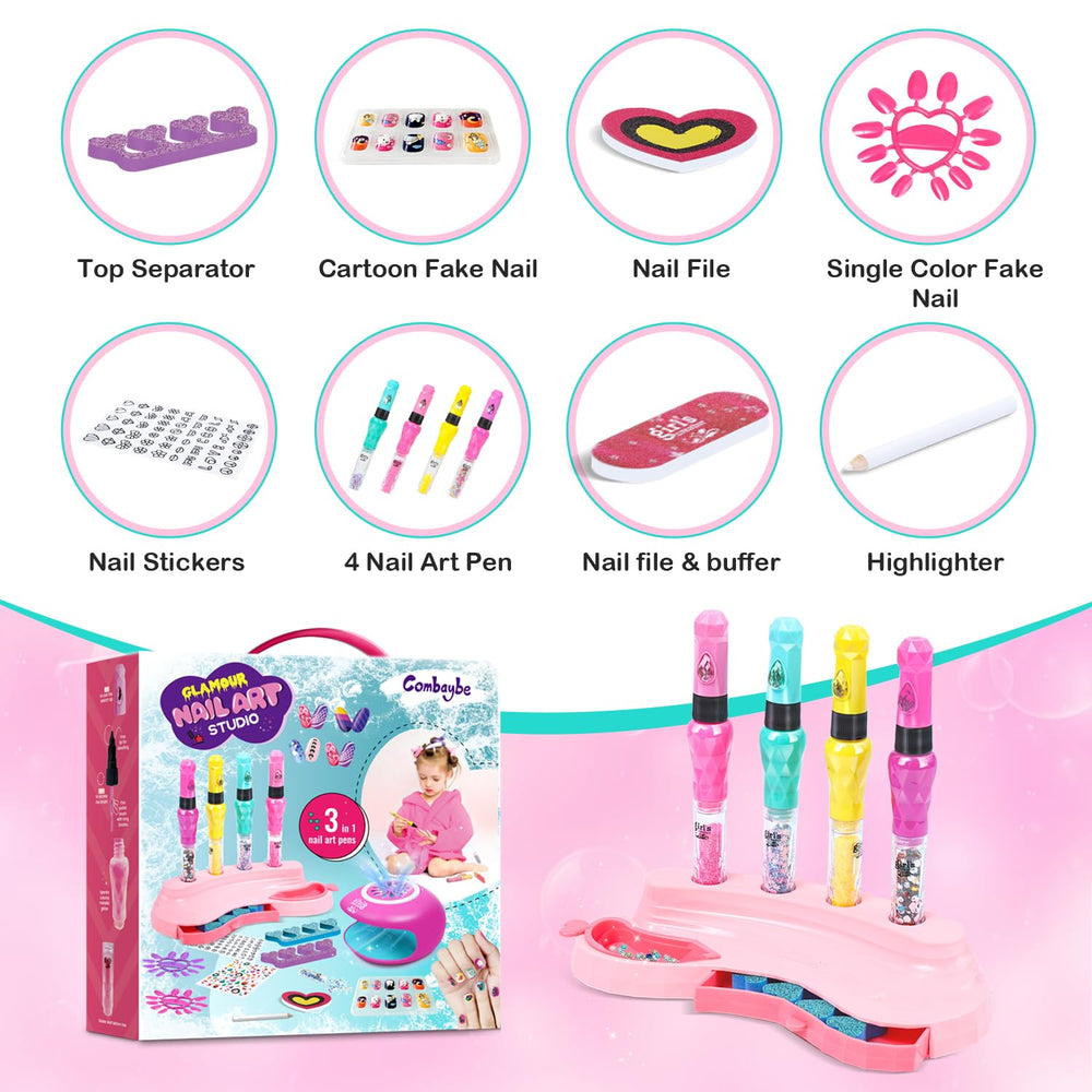 Esmaltes vibrantes de Combaybe para niñas, ideales para manicuras divertidas en casa.
