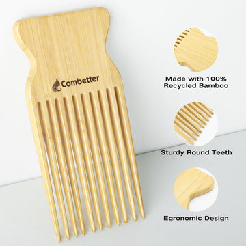 Combetter peine bambú ergonómico para manejo cómodo