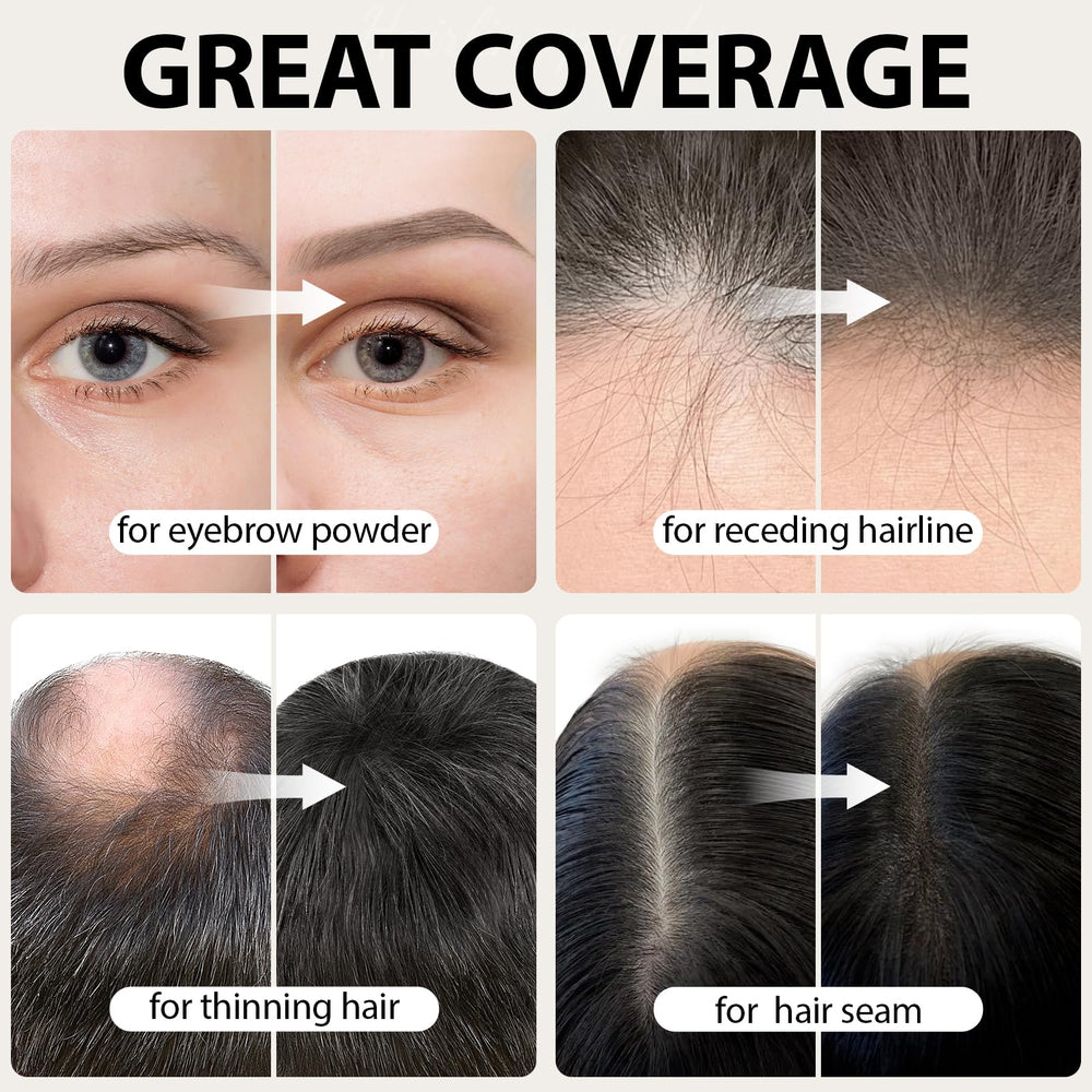 Comdian polvo para línea capilar cubre raíces grises con acabado natural y duradero.