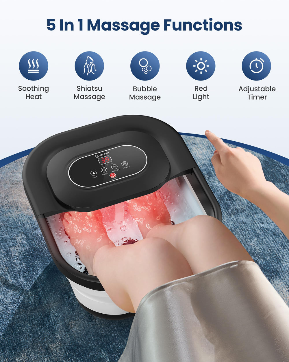 COMFIER control de temperatura con burbujas, calor suave relajante