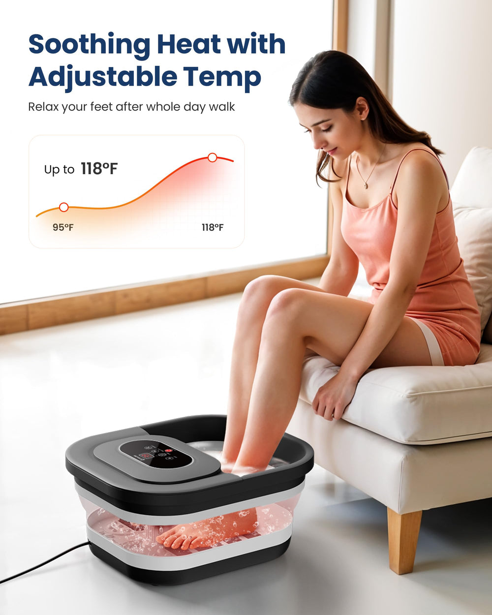 COMFIER spa con rodillos 3D masajeando puntos de acupresión para pies cansados