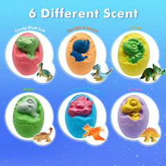 Comfso Huevos Dino: sorpresa interior con figuras, ideal para juego durante el baño.
