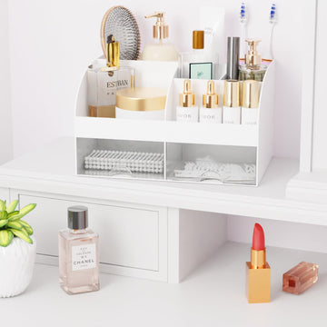 COMFYROOM Organisateur-maquillage tiroirs-blanc 2P — idéal pour bureau et salle de bains, rangement discret.