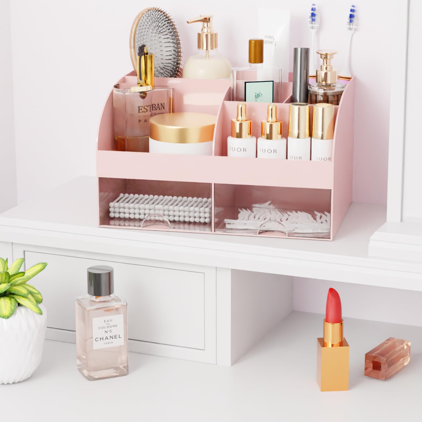 COMFYROOM organizador escritorio tocador rosa diseño elegante
