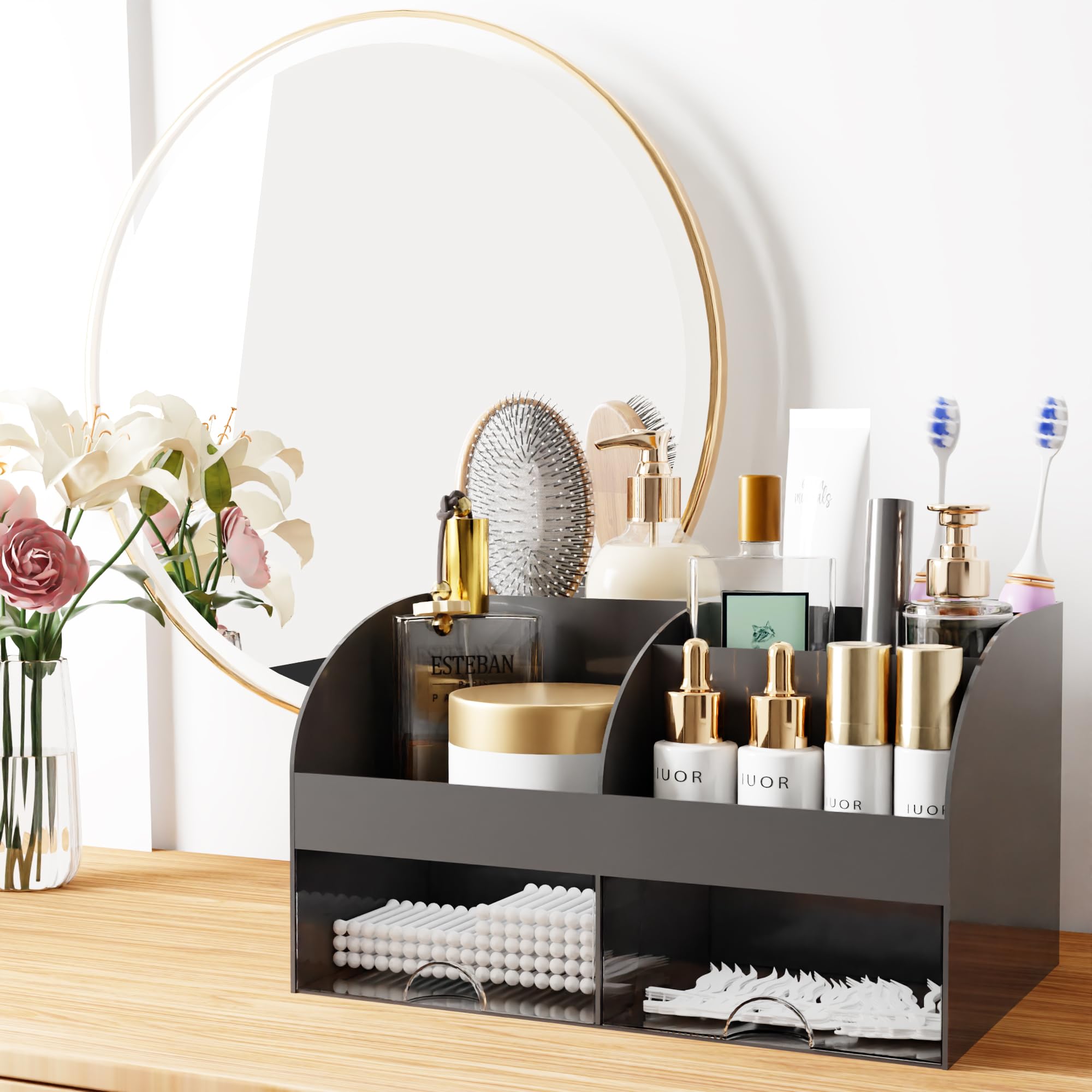 COMFYROOM organizador de maquillaje con cajones, ideal para encimera de baño y ahorro de espacio
