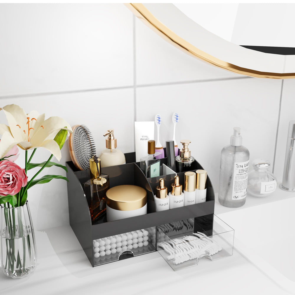 COMFYROOM organizador de maquillaje con cajones, guarda pinceles y labiales para uso diario