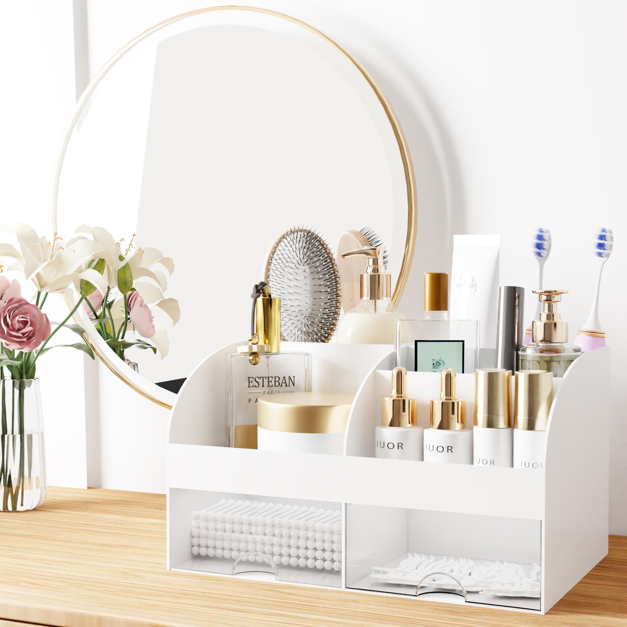 COMFYROOM organizador maquillaje, gavetas translúcidas, localiza productos con facilidad.