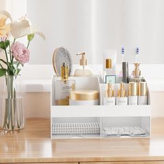 COMFYROOM organizador maquillaje, uso en baño, mantiene encimeras limpias.