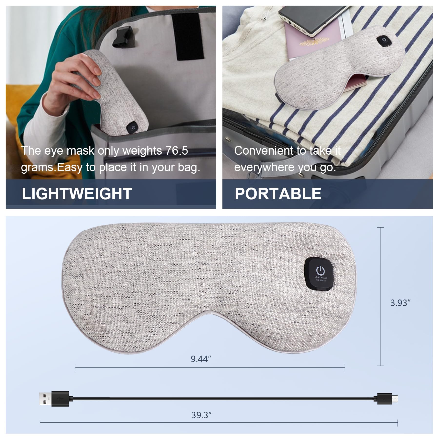 COMFYTHERA alimentación USB 5V: compatible con cargadores y baterías para viajar.