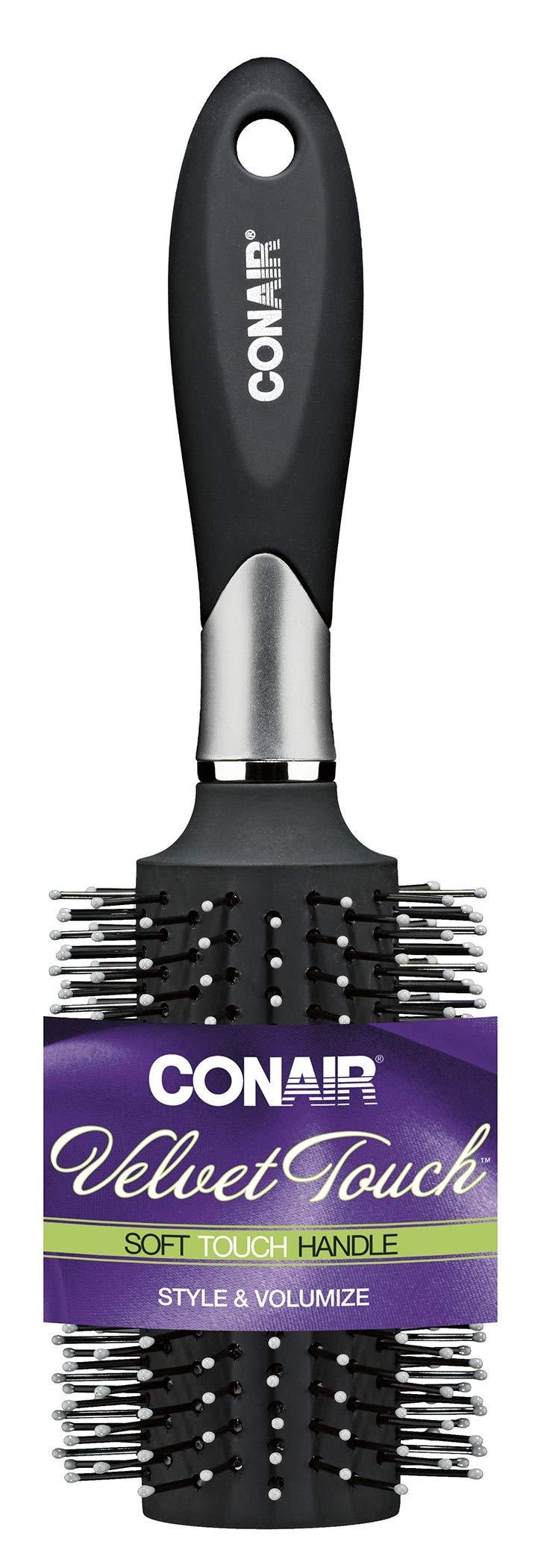 Conair 77203Z cepillo redondo grande con toque aterciopelado para secado suave y volumen.