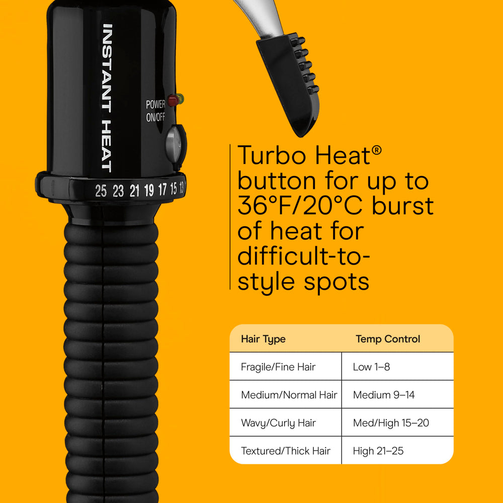 Calor instantáneo de 60 segundos para iniciar rizos y ondas.