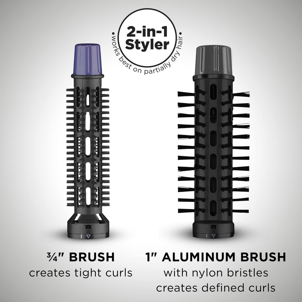 Conair 2 en 1 con accesorio cepillo de 3/4 de pulgada para rizos apretados.
