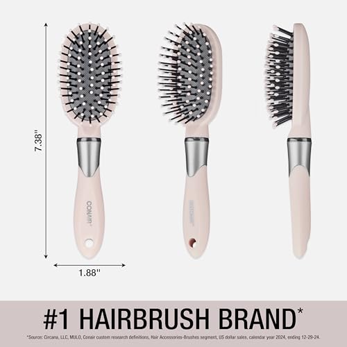 Conair Velvet Touch cepillo para cabello rizado y liso, ideal para cualquier estilo.