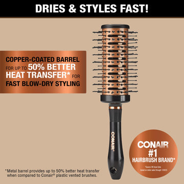 Conair cepillo redondo cobre ventilado control de estilo y volumen.