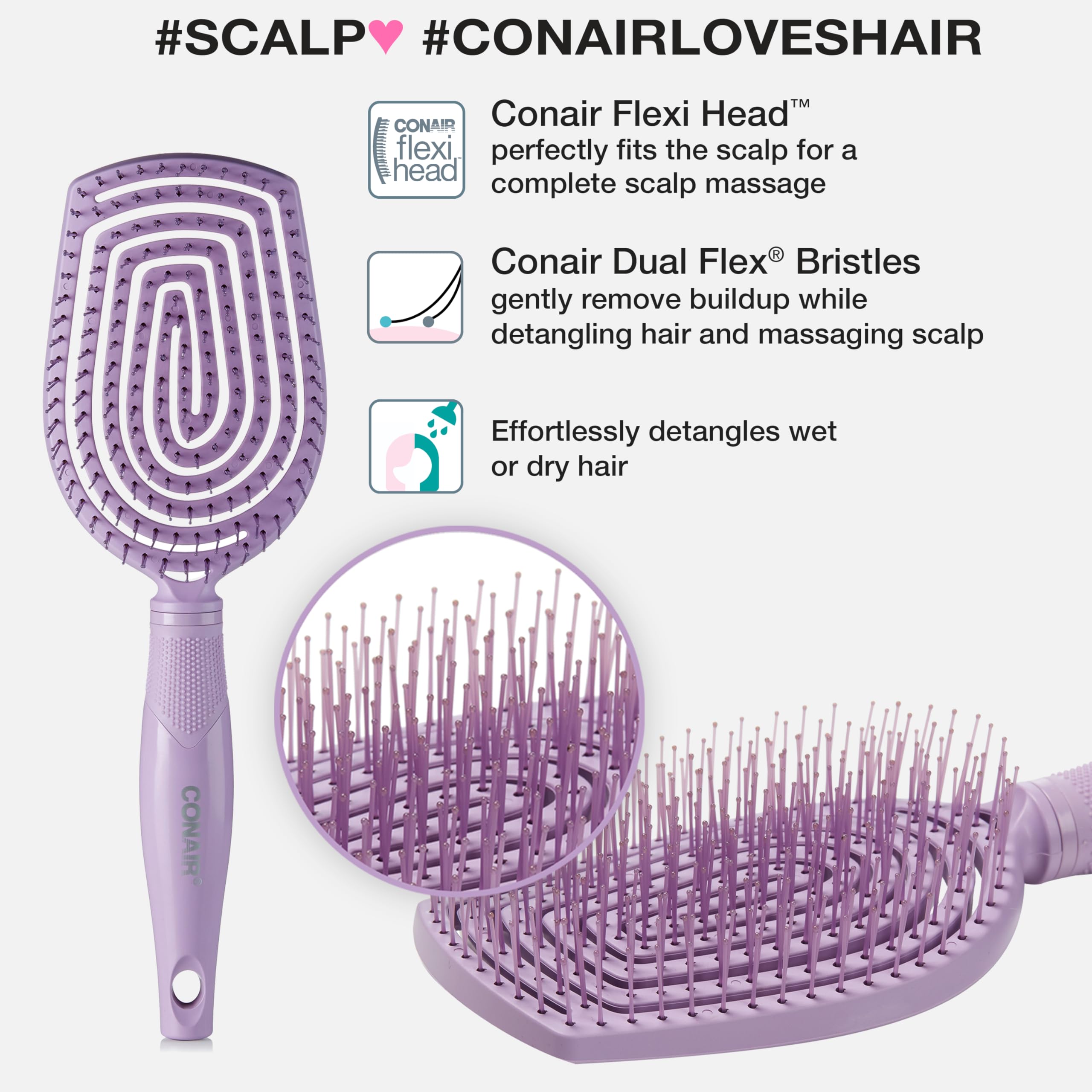 Conair Dual Flex cerdas duales desenredando sin tirar del cabello