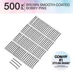 Conair Bobby horquillas marrón, puntas plásticas para evitar tirones durante el peinado.