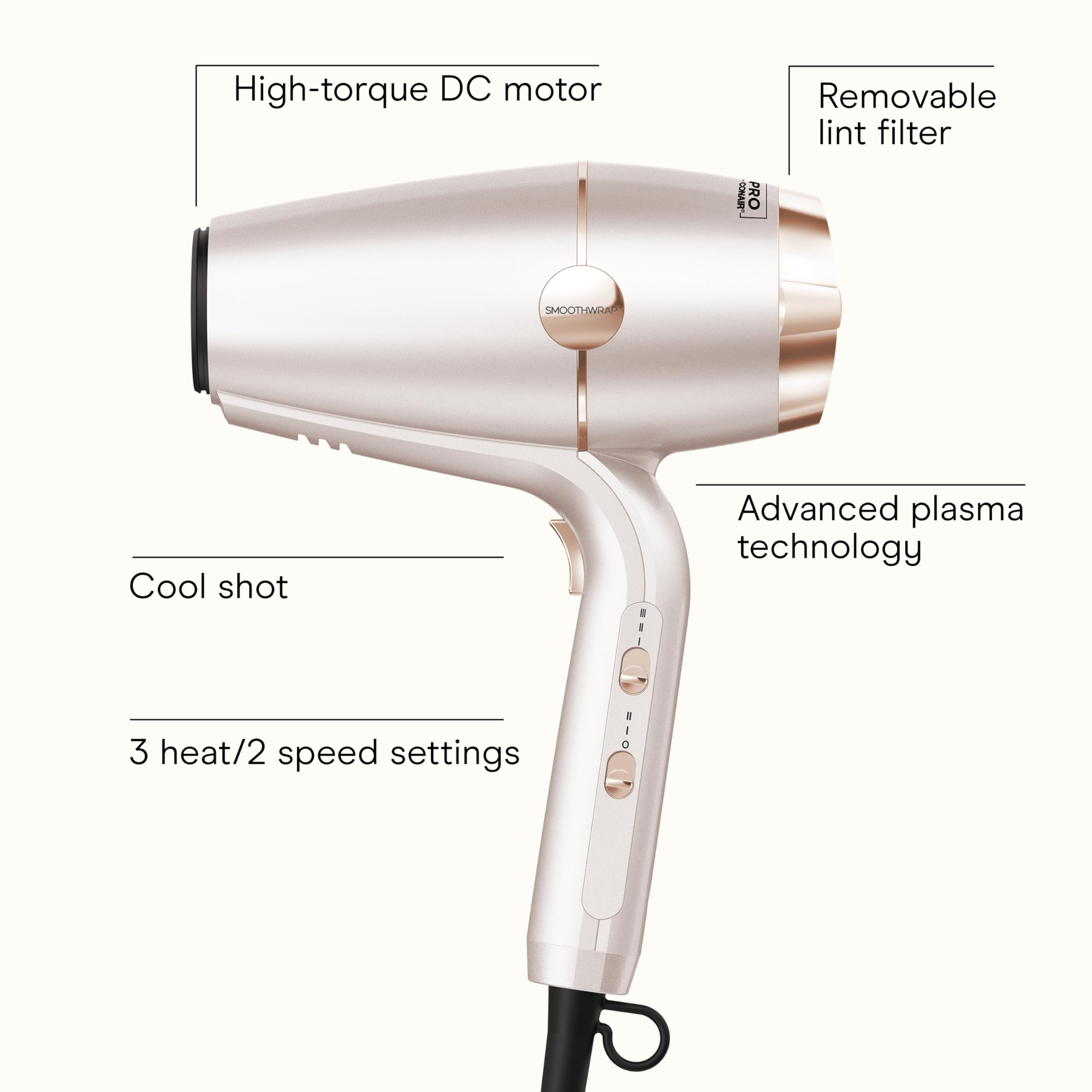 Conair Infiniti Pro SmoothWrap con difusor para volumen y ondas definidas.