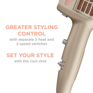 InfinitiPRO con peine de dientes amplios para desenredar sin dolor.