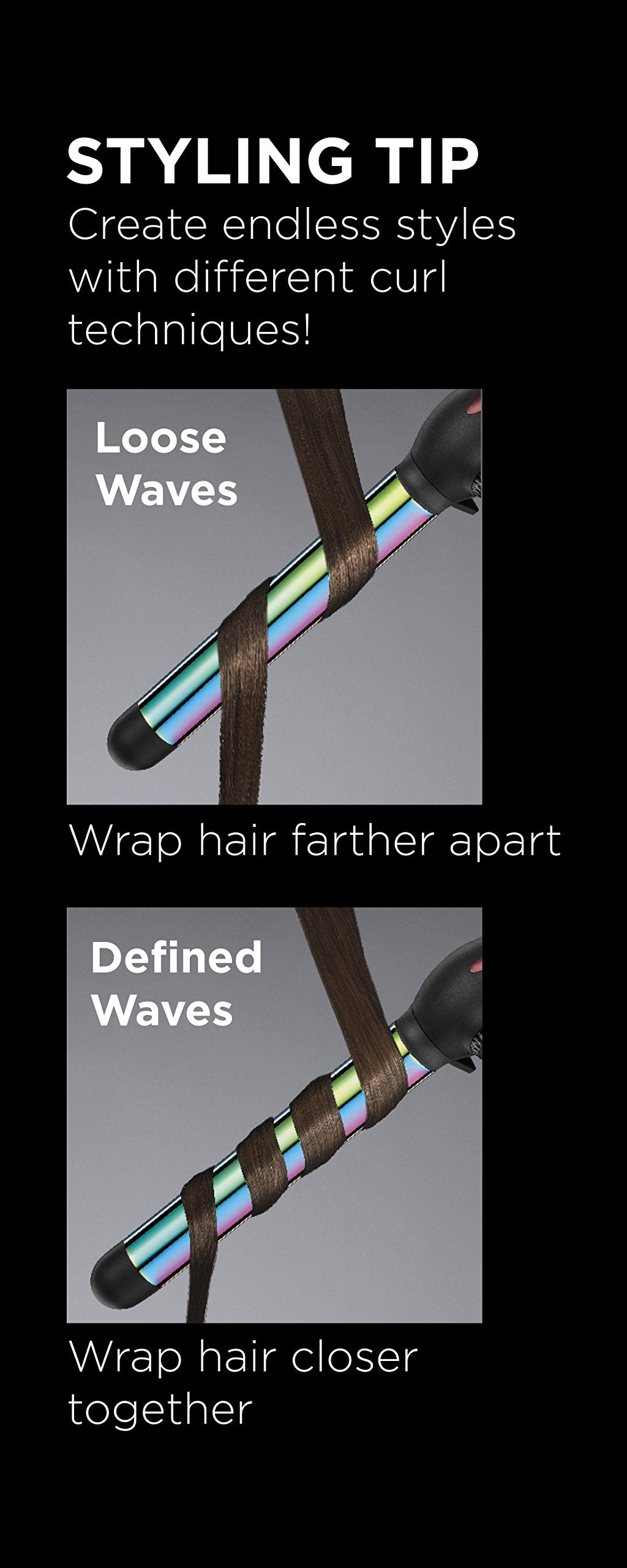 Conair InfinitiPro Rizador Rainbow Titanium Guante térmico incluido para uso seguro