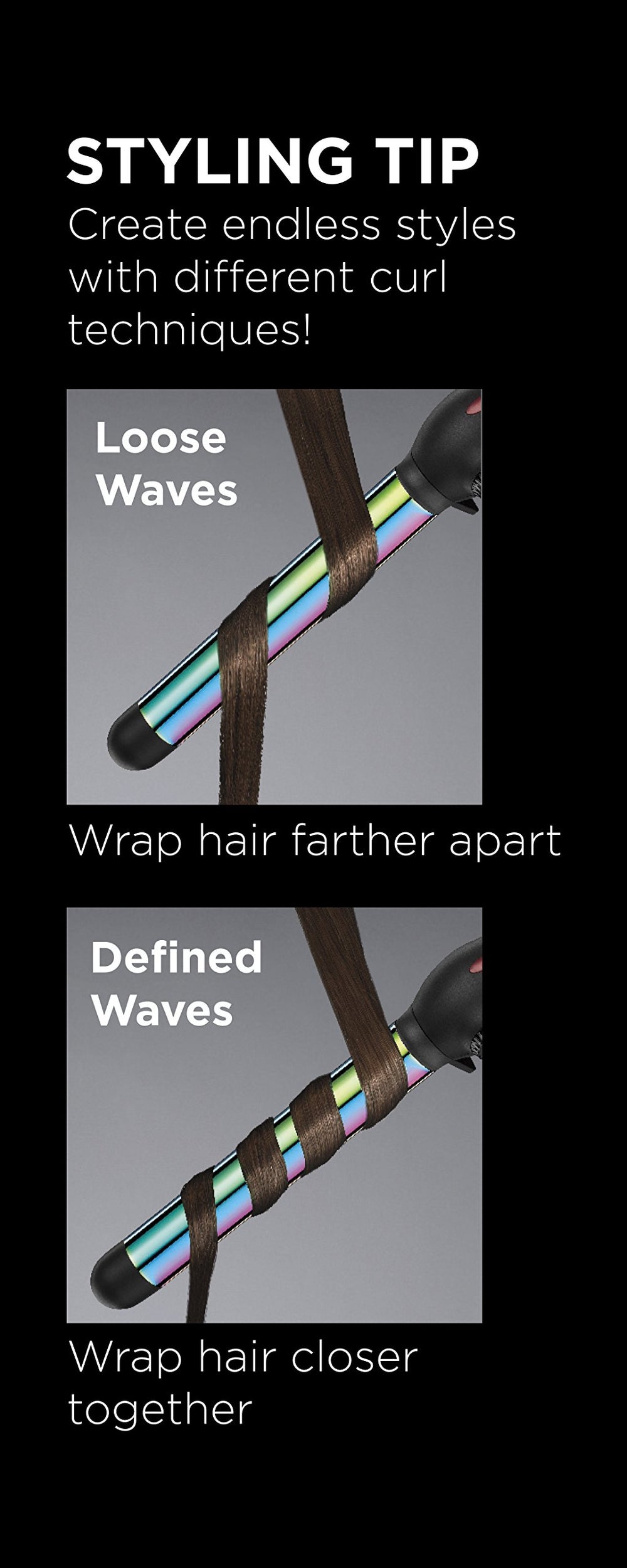 Conair InfinitiPro Rizador Rainbow Titanium Guante térmico incluido para uso seguro