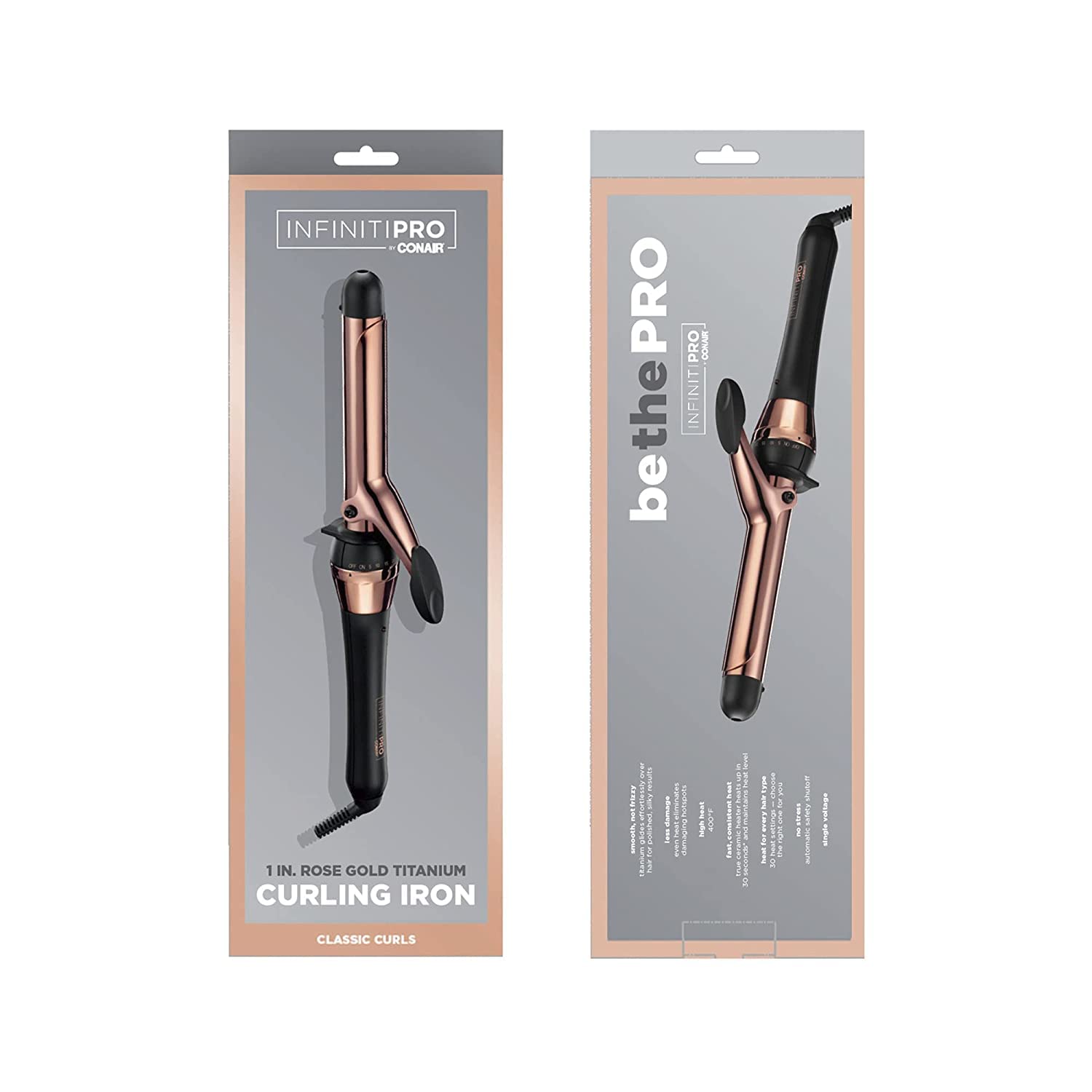 Conair INFINITIPRO Rose Gold Titanium alcanza 400 °F para rizos intensos