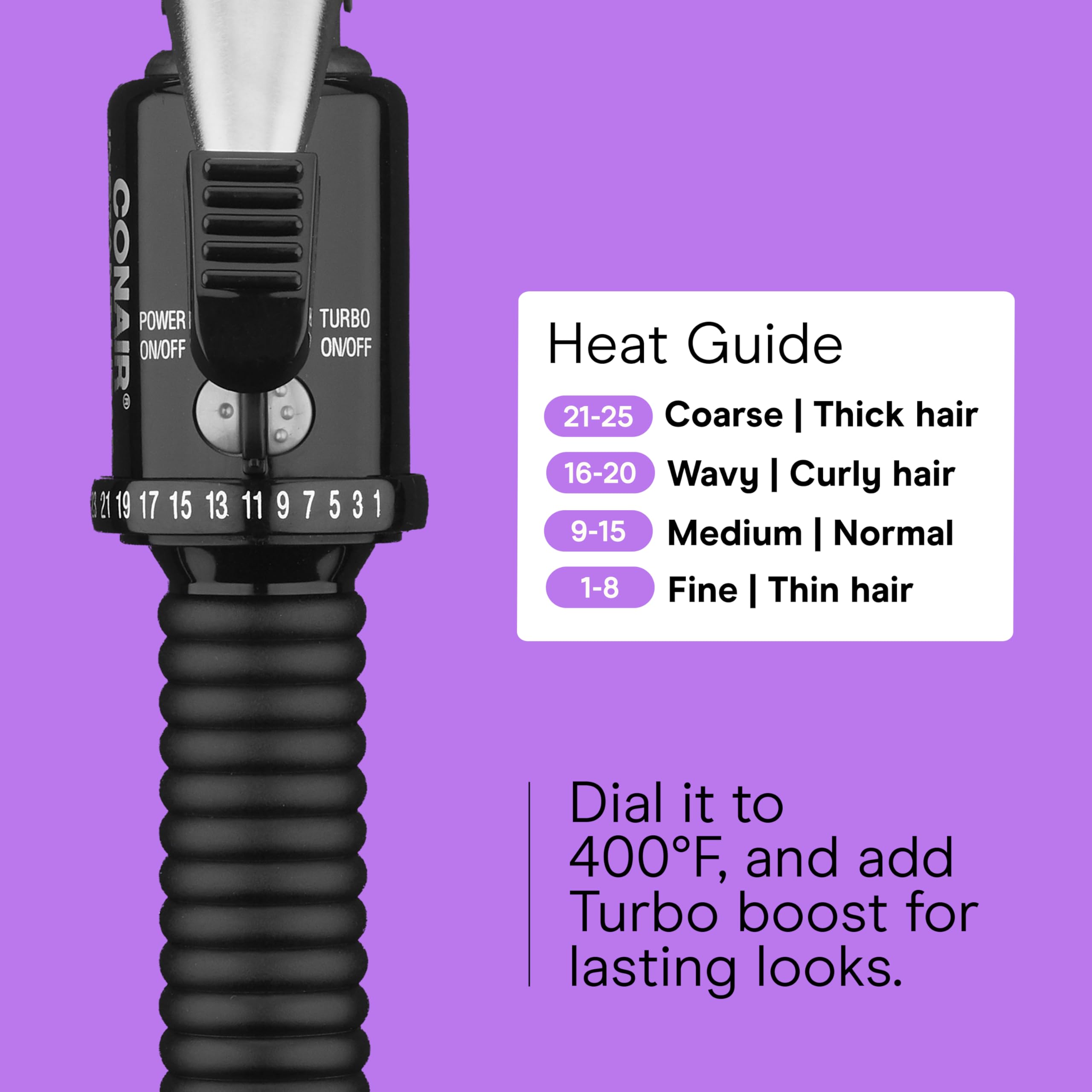 Conair Instant Heat cable giratorio evita enredos durante el peinado.