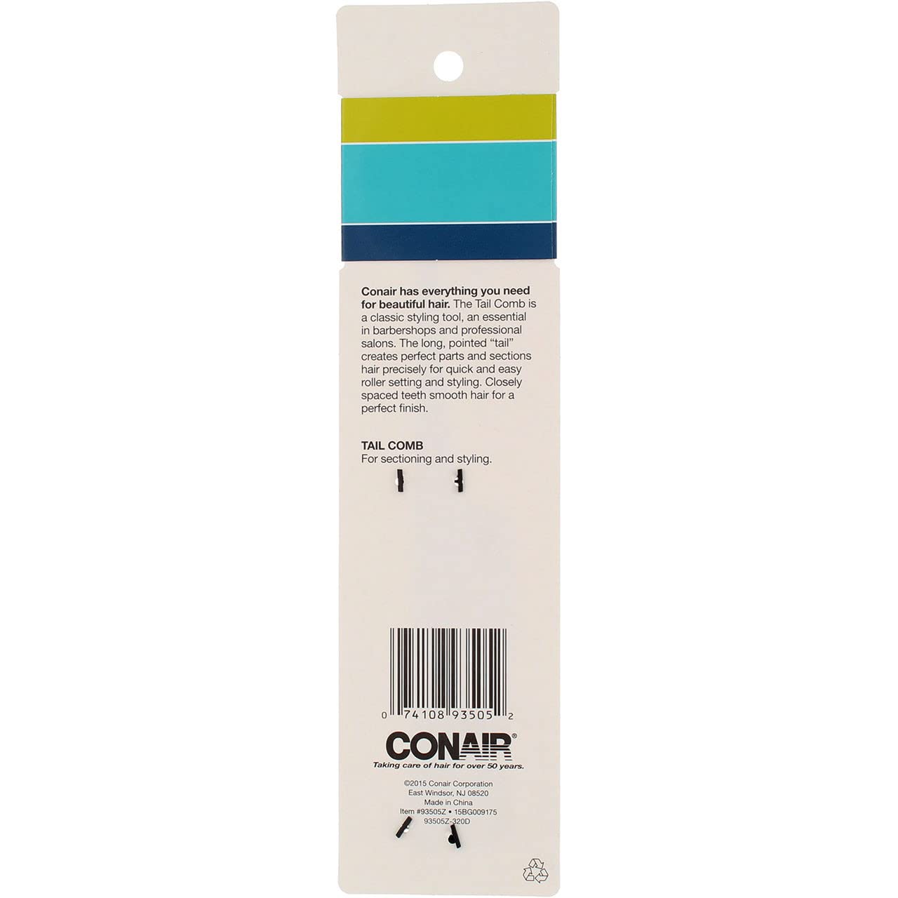 Conair peine dientes estrechos, alisa cabello para acabado suave.