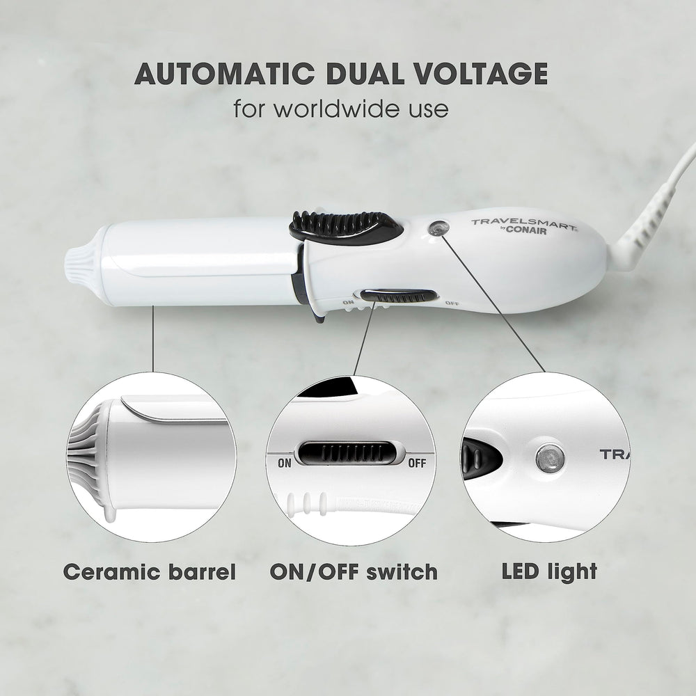 Conair rizador mini de viaje con funda de seguridad para almacenamiento seguro