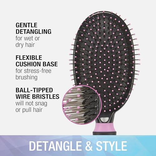 Conair: empuñadura texturizada rosa para agarre cómodo durante el peinado.