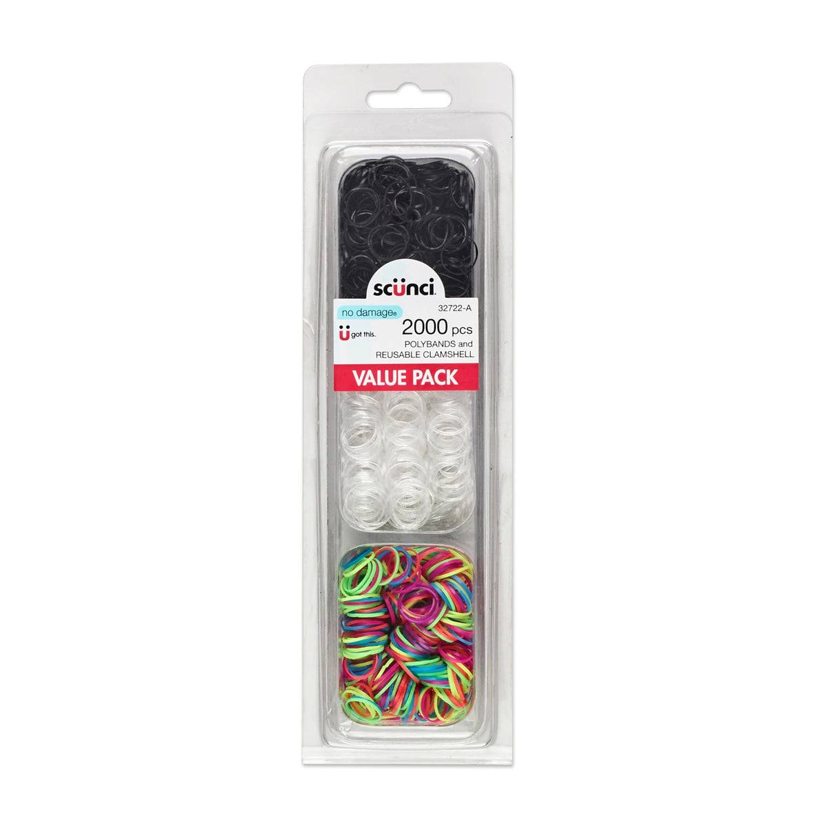 Ligas elásticas claras de Conair Scünci para peinados suaves.