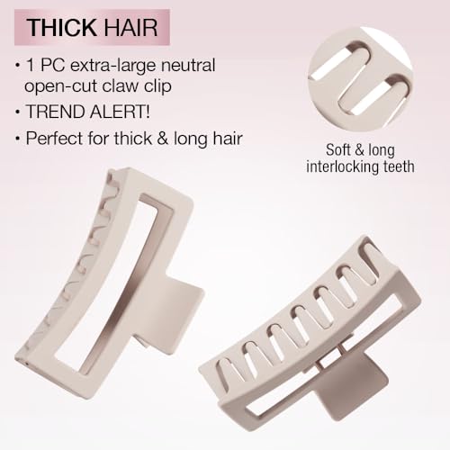 Pinza de garra grande Scúnci en rosa, ideal para mechones gruesos.