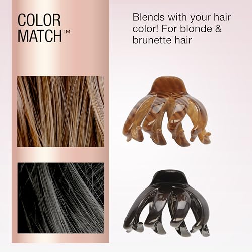 Pinza Scünci garra pulpo negro-carey dientes entrelazados para cabello grueso.