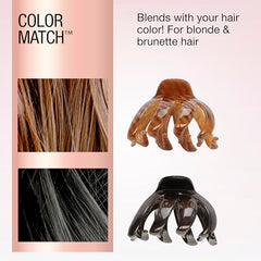 Pinza Scünci garra pulpo negro-carey dientes entrelazados para cabello grueso.