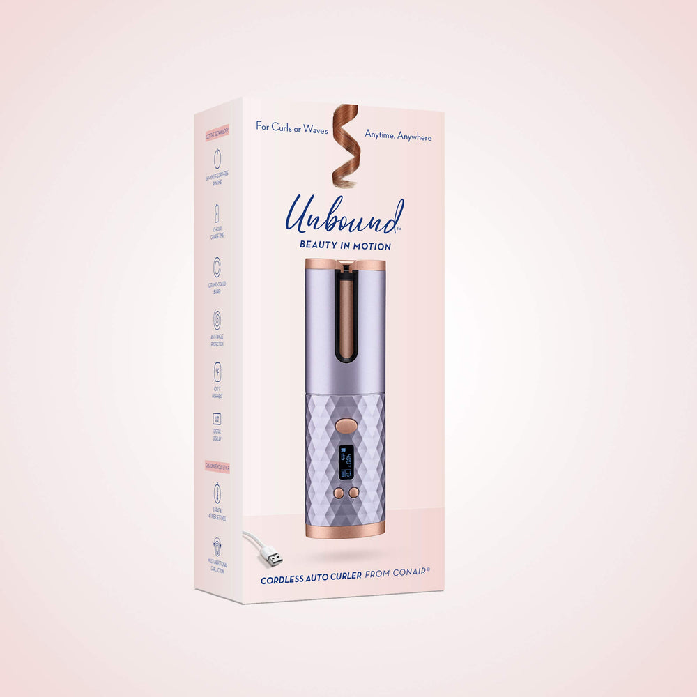 Conair Unbound rizador automático, apagado automático por seguridad después de uso.