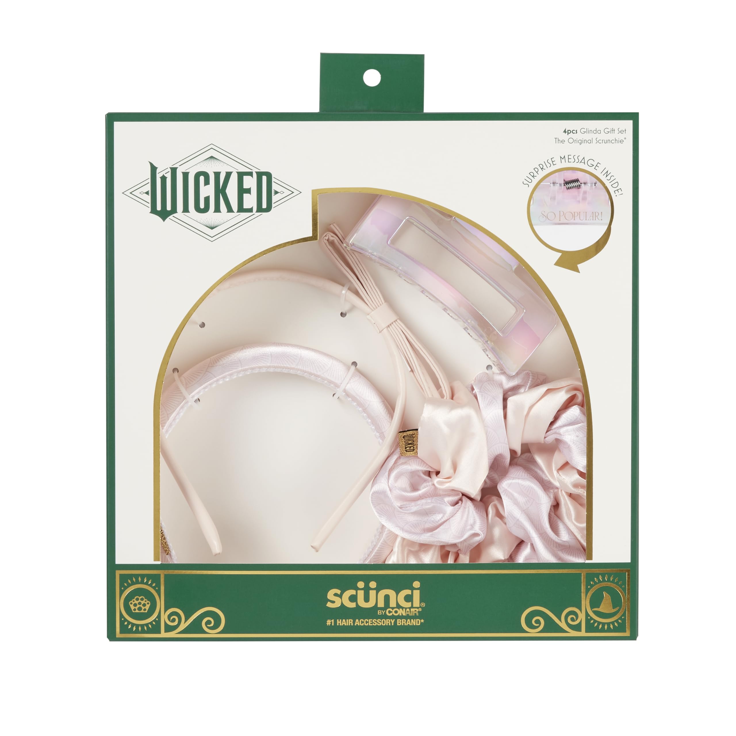 Caja regalo Conair Wicked Glinda, accesorios para peinados divertidos de niñas.