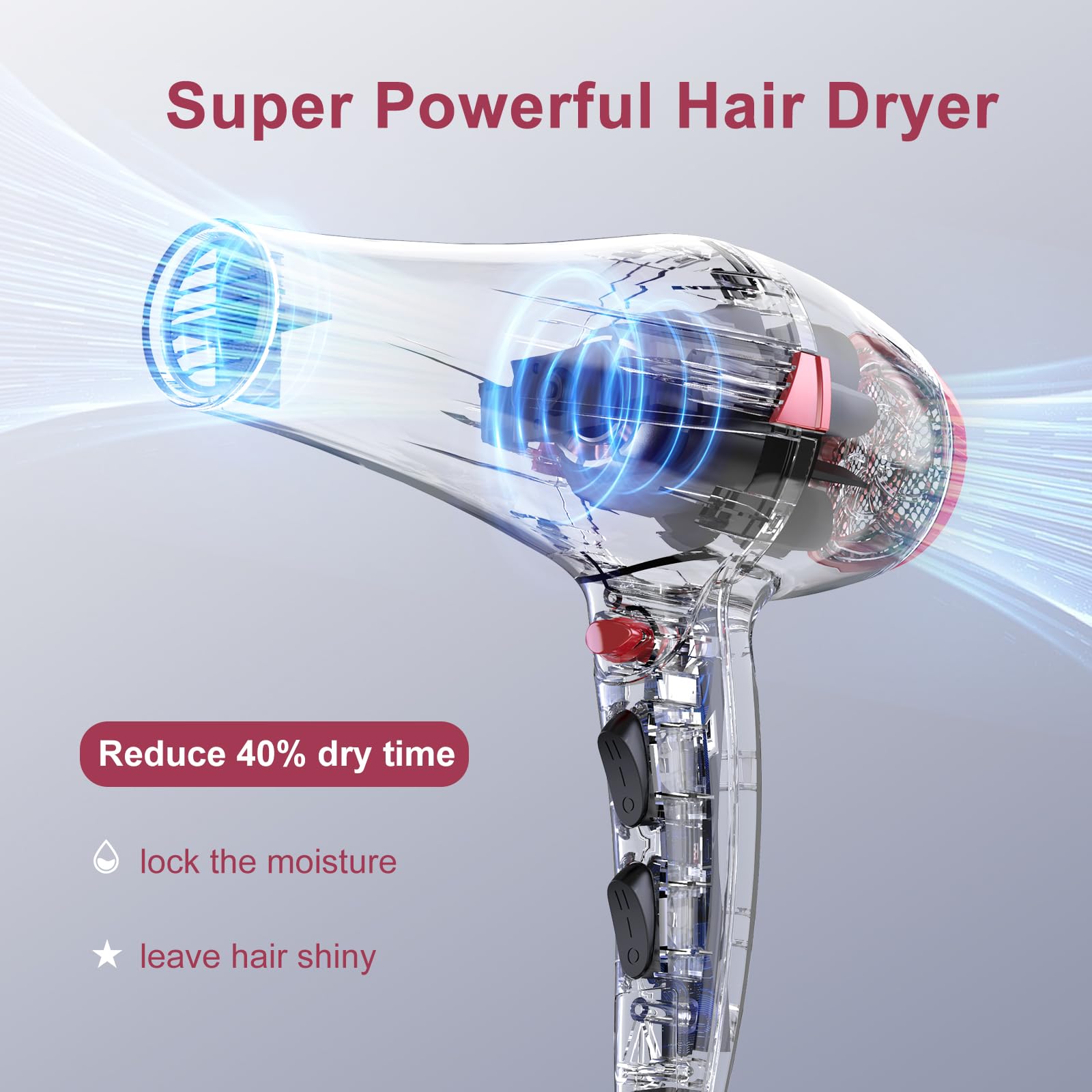 Concentrador para alisar con precisión usando CONFU Hair Dryer Pro.