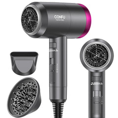 CONFU secador iónico 1600W compacto para viaje y uso diario.