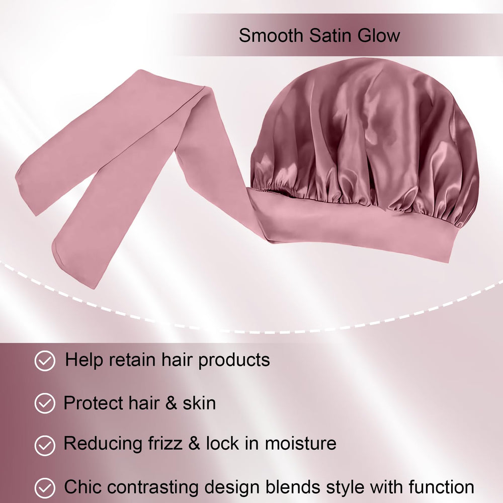 Bonete satén ligero Confvrter, ajuste doble para protección nocturna.