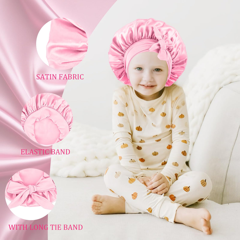 Bonete de satén para niñas evita salpicaduras y mantiene el cabello limpio.