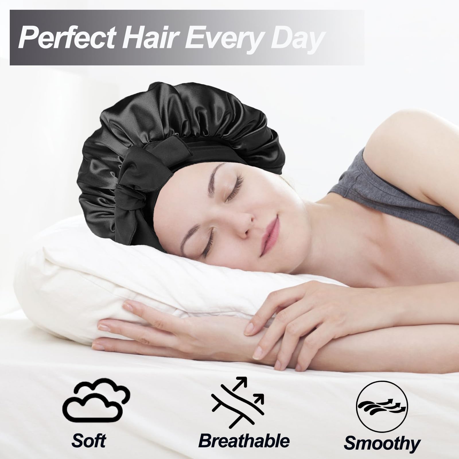 Protección de cabello con bonete de satén Confvrter, reduce fricción