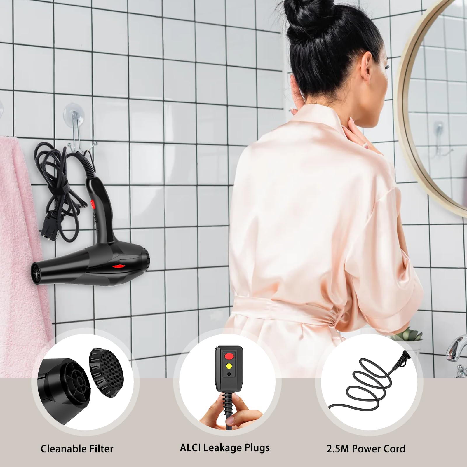 Conhaze secador mango ergonomico para un agarre cómodo.