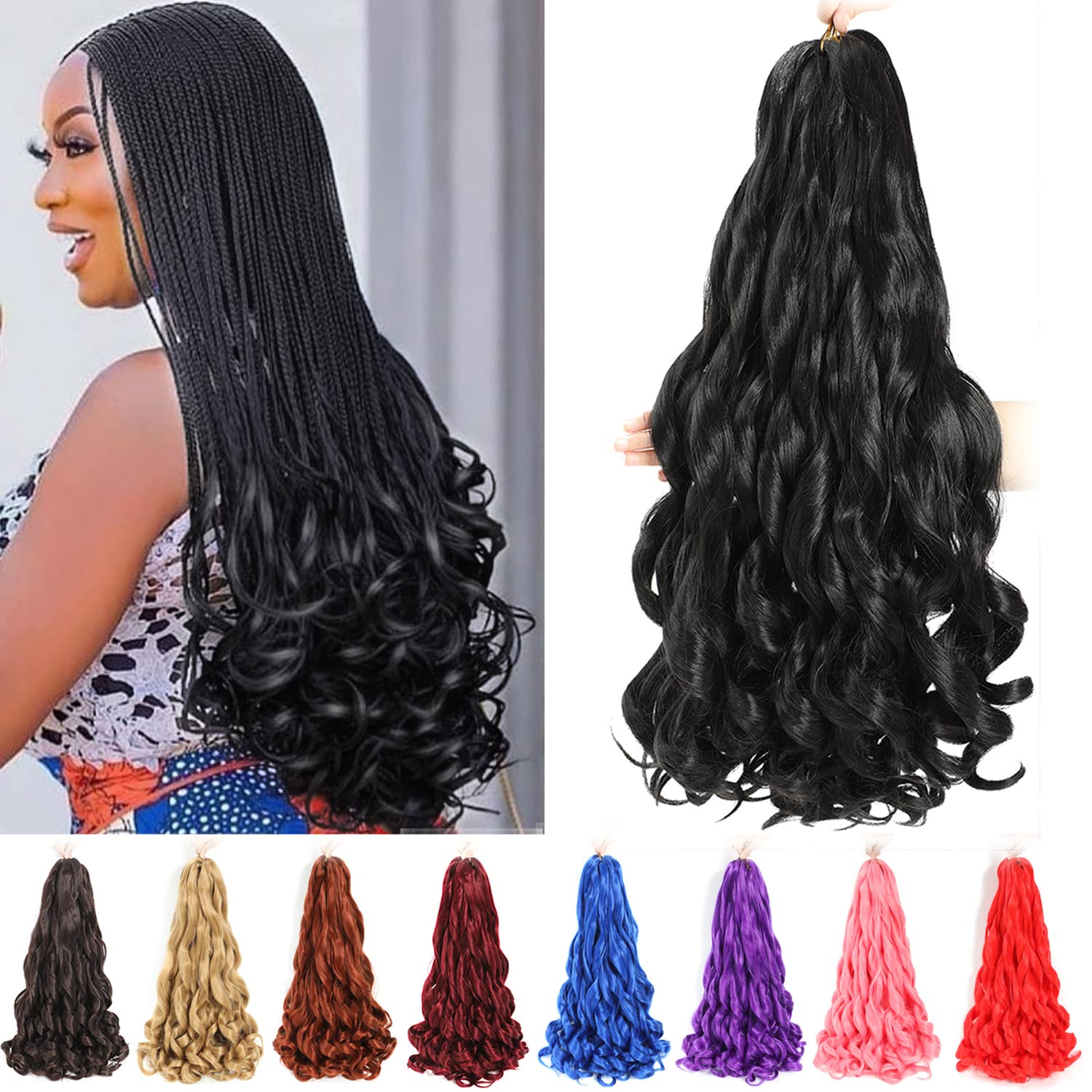 Conrora cabello Frances rizado 24p en empaque, listo para peinado con volumen