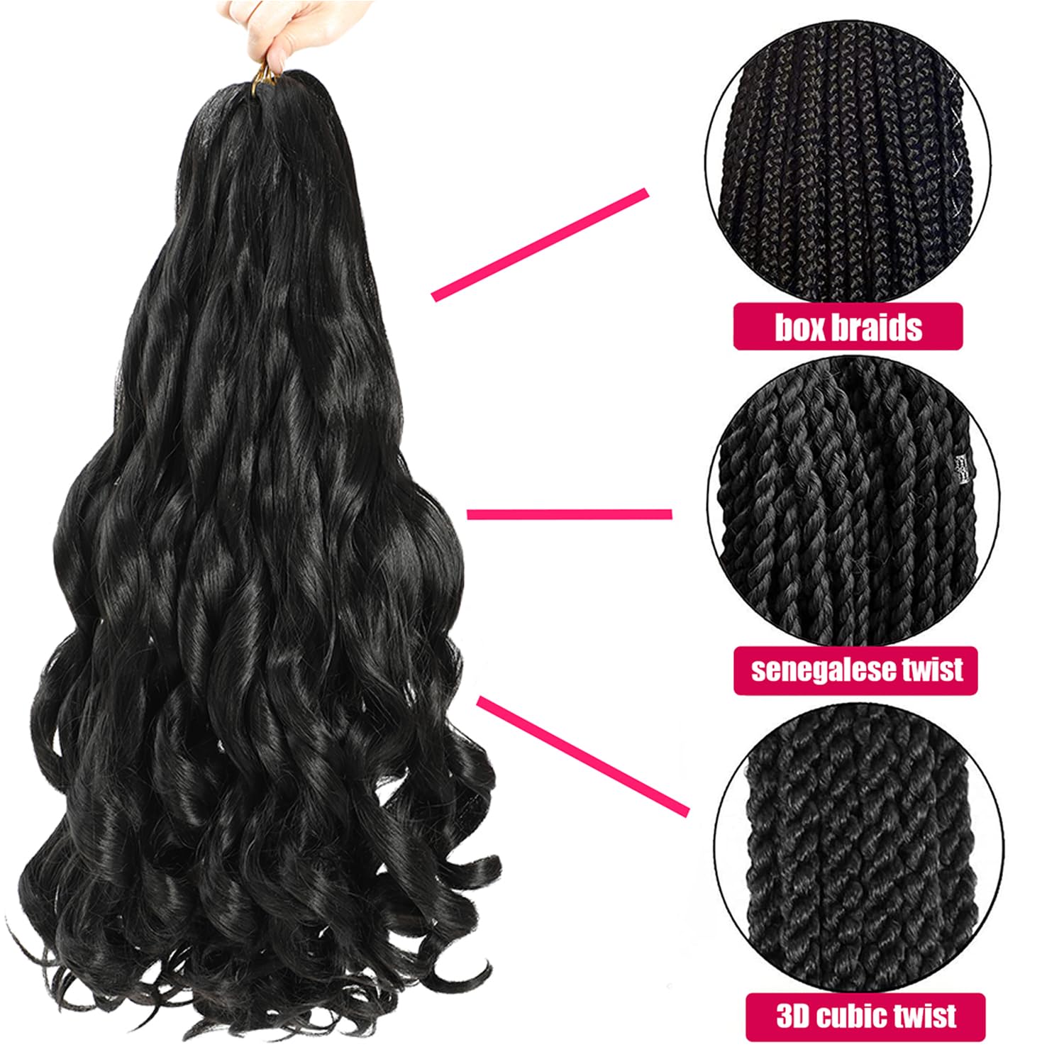 Conrora instalación fácil con cabello preestirado para trenzar rápido