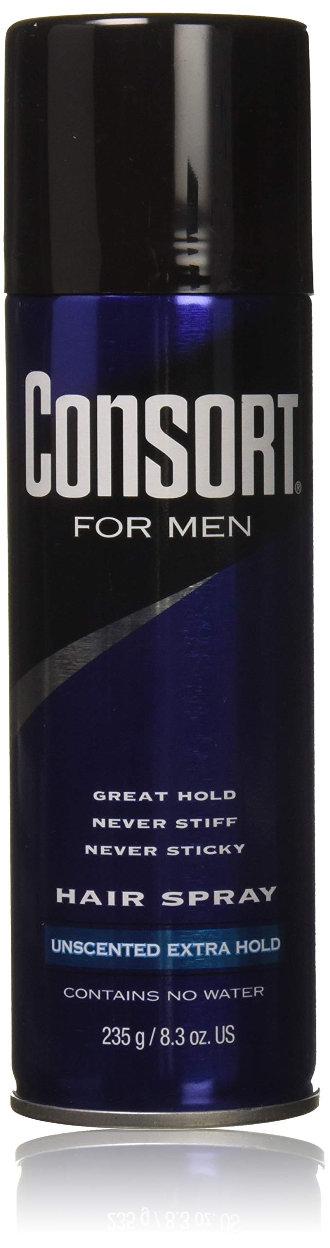 Consort bouteille spray cheveux sans parfum, application facile et tenue durable