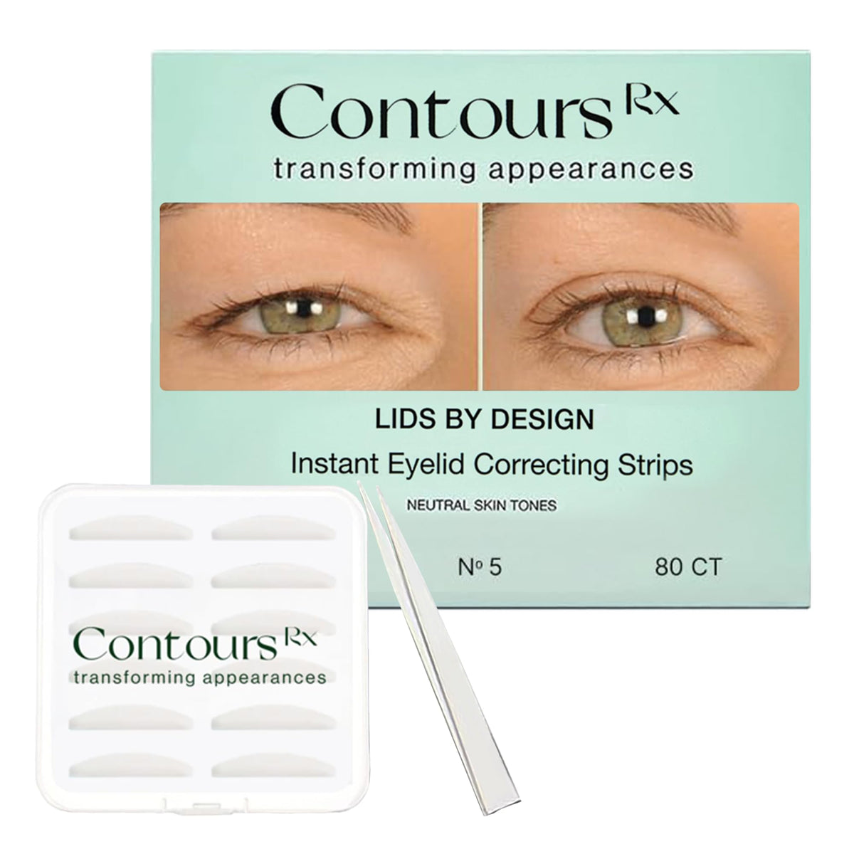 Envase transparente de Contours Rx Lids by Design para uso diario.