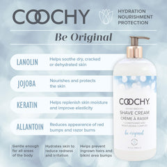 Coochy alantoína ingrediente clave, ayuda a reducir irritación durante el afeitado.