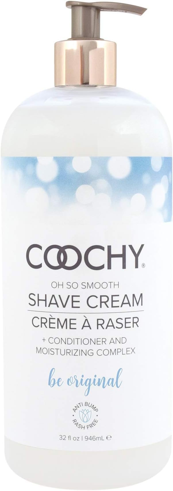 Coochy crema de afeitado íntimo en botella para piel sensible, deslizamiento suave.